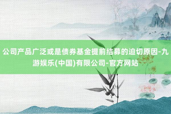 公司产品广泛或是债券基金提前结募的迫切原因-九游娱乐(中国)有限公司-官方网站