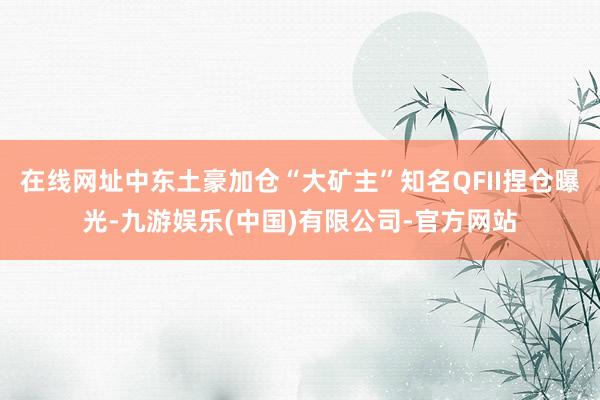 在线网址中东土豪加仓“大矿主”知名QFII捏仓曝光-九游娱乐(中国)有限公司-官方网站