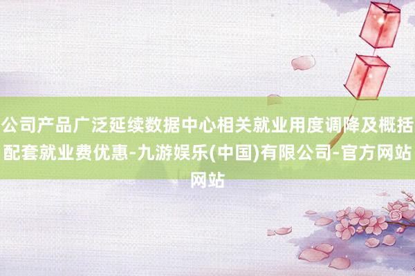公司产品广泛延续数据中心相关就业用度调降及概括配套就业费优惠-九游娱乐(中国)有限公司-官方网站